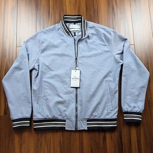 Denim & Flower by Ricky Singh Classic Oxford Jacket Men's L Blue Black Brown